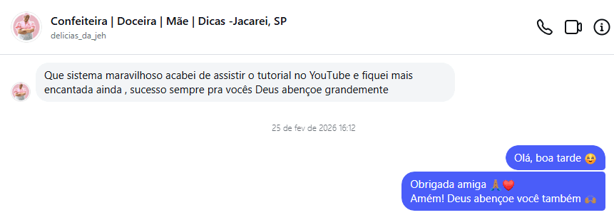 Depoimento 2 de cliente do Doceria Pro